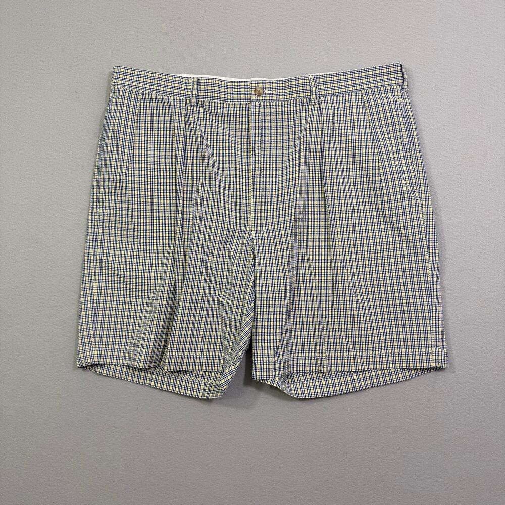 Vintage Polo Golf Ralph Lauren Shorts 40 Blue Yellow Plaid 7" Inseam Golfing 90s